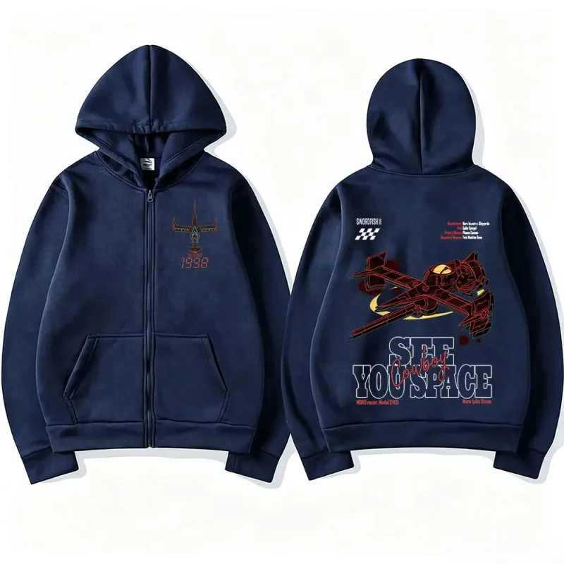 Manga Cowboy Bebop Spike Spiegel Zip Up Hoodies Men's Women Fashion Long Sleeves Oversized Zipper Sweatshirts Pullovers Coats