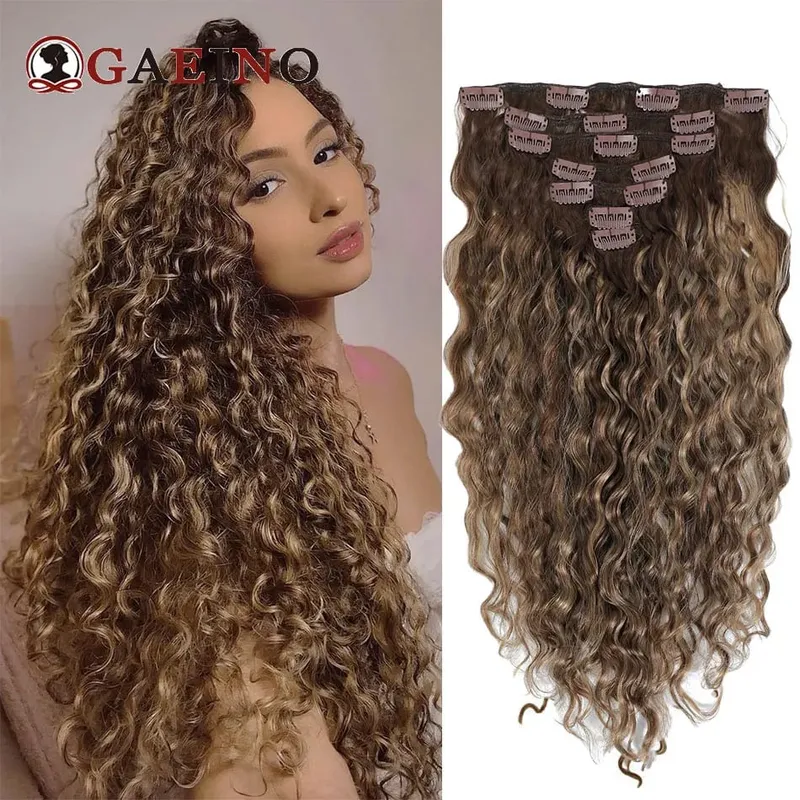 12A Grade Water Wave Clip In Hair Extensions 100% Human Hair Remy 7Pcs/Set Wet and Wavy Clip Ins Hairpieces For Women 14-24Inch