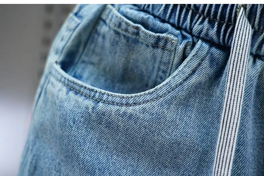 2026 Light Blue Gradient Harem Jeans Outdoor Casual Loose Fit Long Trousers Brand Men's Clothing