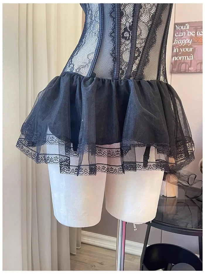 Frauen Leibchen Sheer Mesh Fishbone Schlank Crop Top Verdrahtete Bh Camis Festival Dessous Sexy Spitze Blumen Stickerei Bogen Korsett