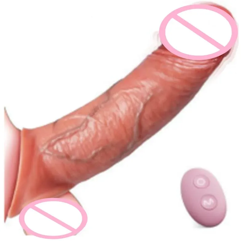 Penis Sleeve Cock Vibrator Realistic Penis Extender Vibrating Cock Ring 10Mode Remote Control Soft Silicone Penis for Men Couple