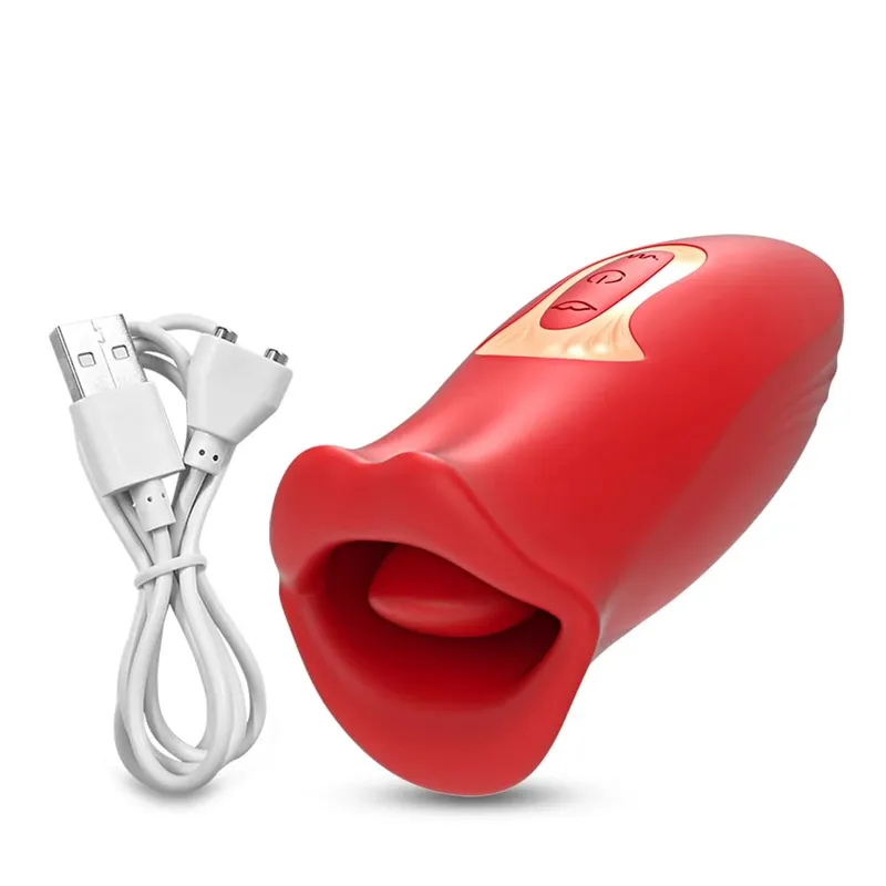 Tongue Licking Clit Vibrator Mouth Biting Sex Toy for Women Blowjob Simulation Nipple Clitoris Stimulator Female Masturbator