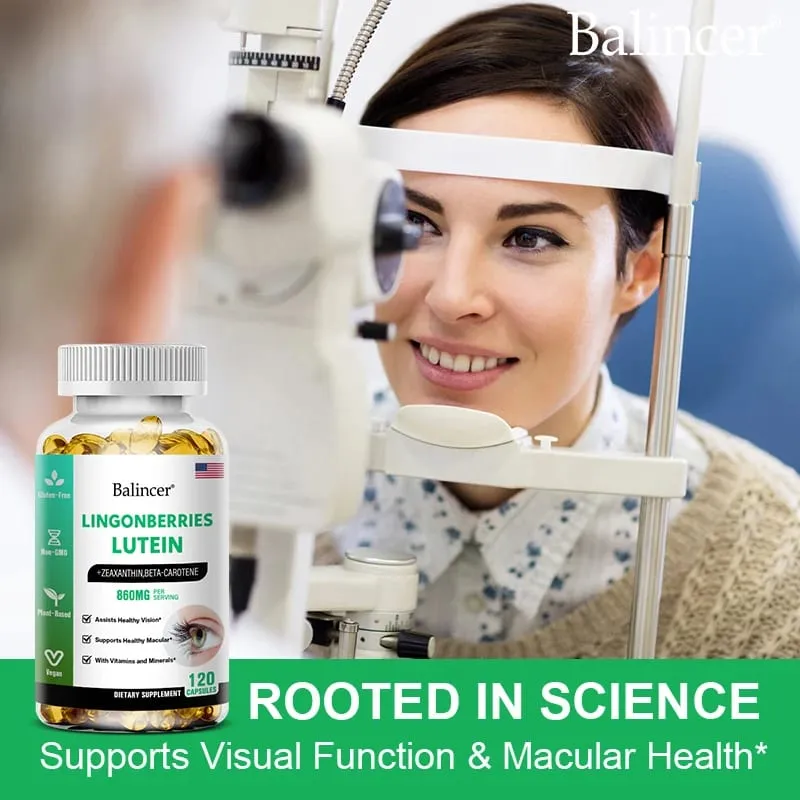 Cápsulas de luteína Balincer com suplemento dietético de vitamina zeaxantina para suporte à saúde ocular 120/60/30 cápsulas moles fáceis de engolir