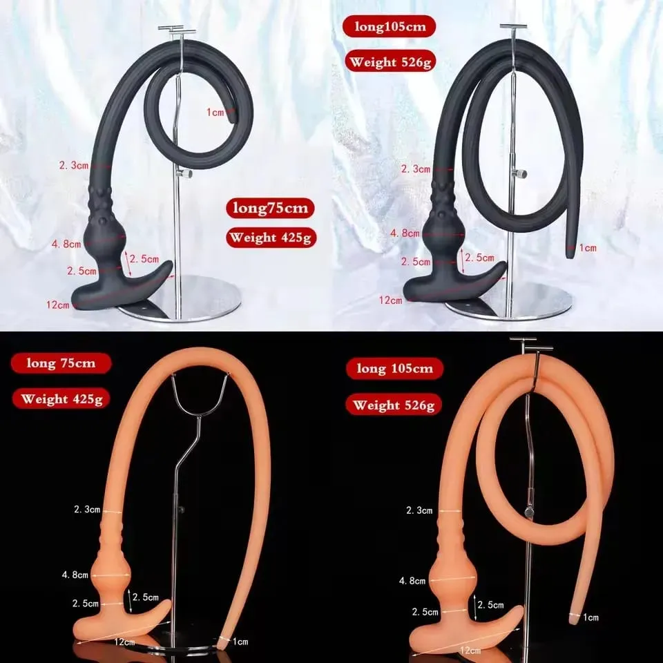 Super Long Anal Plug Whip Silicone Wearable Butt Plug Hollow Enema Vaginal Cleaning Dildos Deeper 18+ Adult Sex Toys for Couples