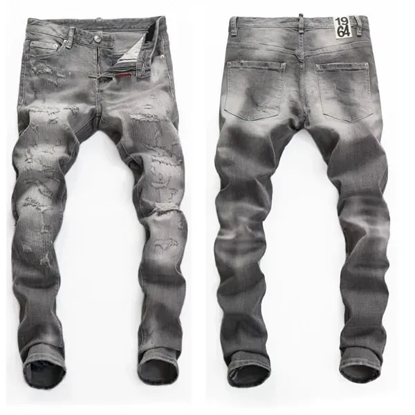 High Quality Street Fashion Men Jeans Retro Blue Elastic Slim Fit Ripped Jeans Men Embroidery Designer Denim Brand Pants Hombre — image 11
