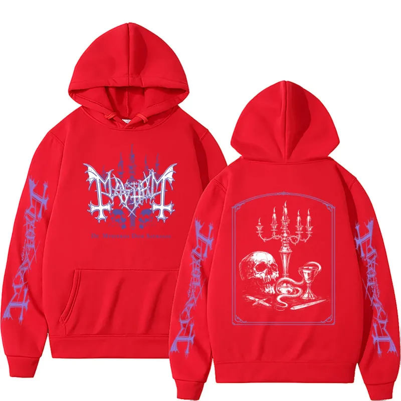 Rock Band Mayhem De Mysteriis Dom Sathanas Skeleton Graphic Hoodie Men Women Death Black Metal Gothic Punk Hoodies Streetwear