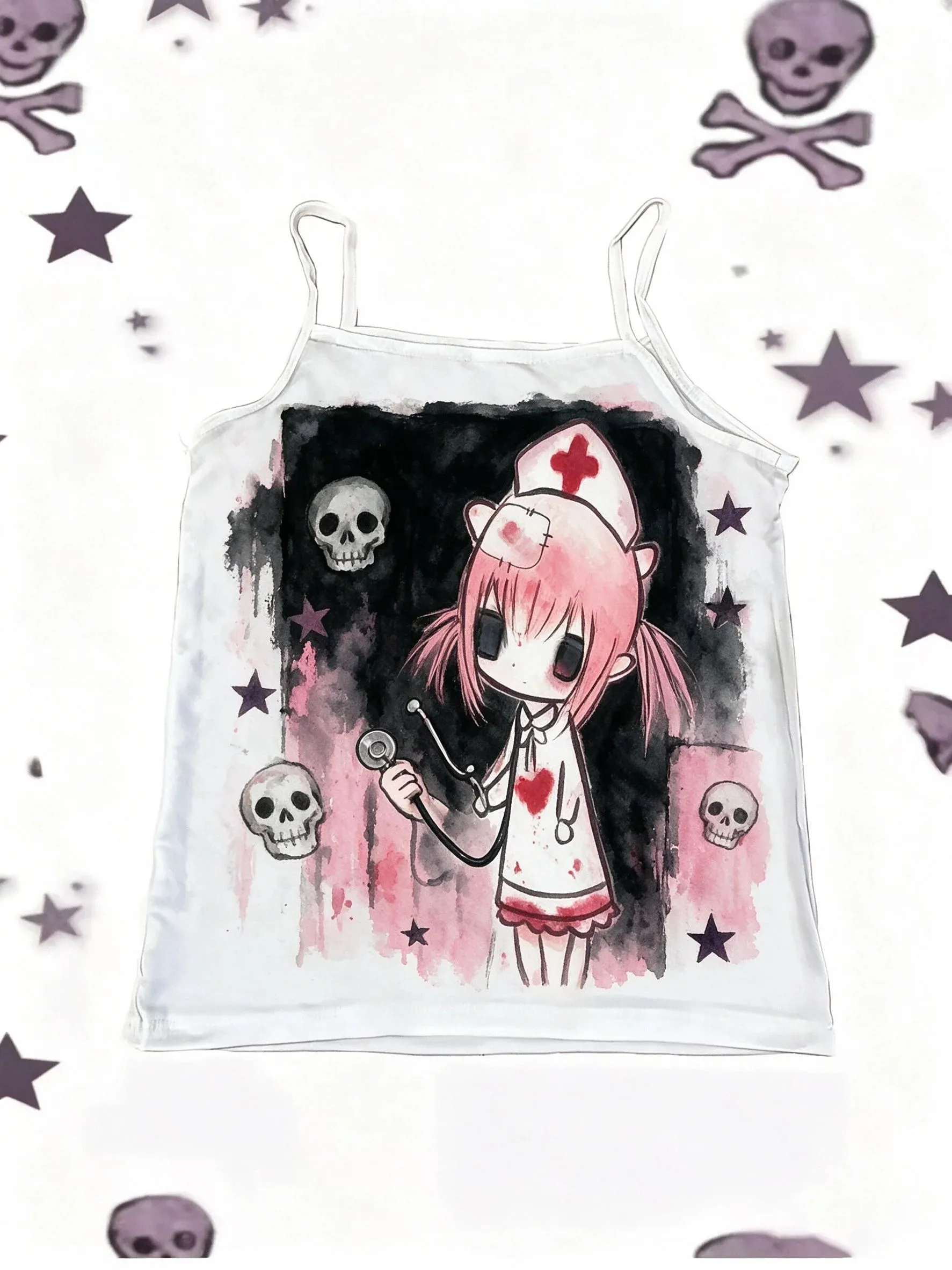 Vintage Y2k Tank Tops Cute Girls Vest Women Clothing Punk Gothic Print Fit Baby Tank Emo Girls Trashy Printing Casual Baby Tank