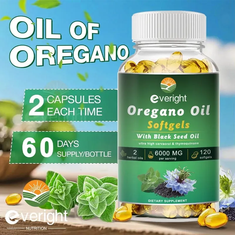 Organic Oregano Oil Capsules with Black Seed Oil for Antioxidant Digestive Balances Intestinal Flora Immune System Health