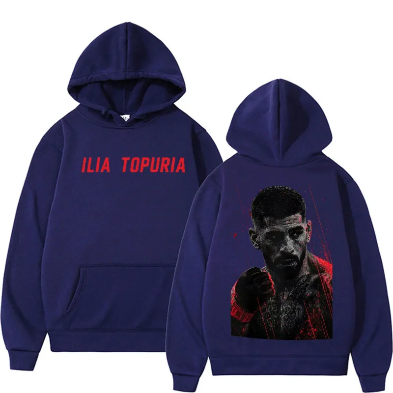 Ilia Topuria El Matador Vintage Graphic Hoodies Men's Clothing Violence Aesthetic Sweatshirts Casual Fleece Pullovers Streetwear