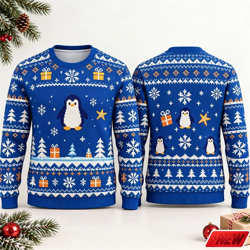 Fashion Ugly Christmas Fake Sweater Men Merry Christmas Sweatshirts 3D Print Funny Computer Message Graphic Sweatshirt Unisex