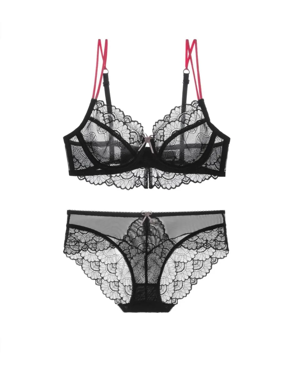 Reggiseno di pizzo ultrasottile alla moda da donna con cinturino in colore a contrasto intimo stile francese scava fuori reggiseno patchwork completo di lingerie tutti i giorni — image 3