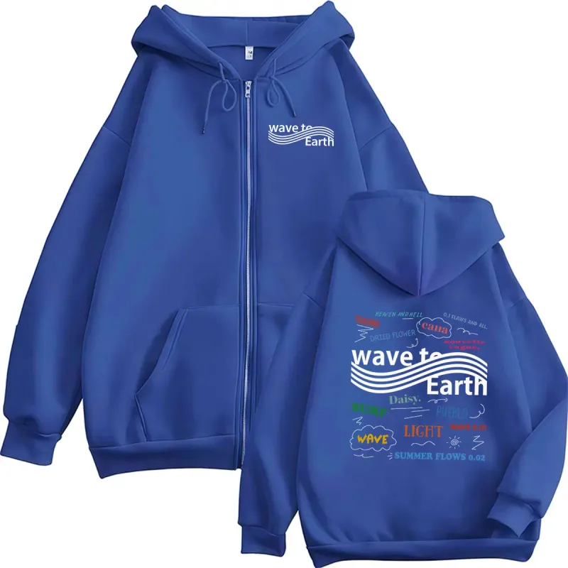 Korean Band Wave To Earth The Pieces Tour 2026 Zipper Hoodies Men Women Clothing Long Sleeve Vintage Oversized Coats Sweatshirt