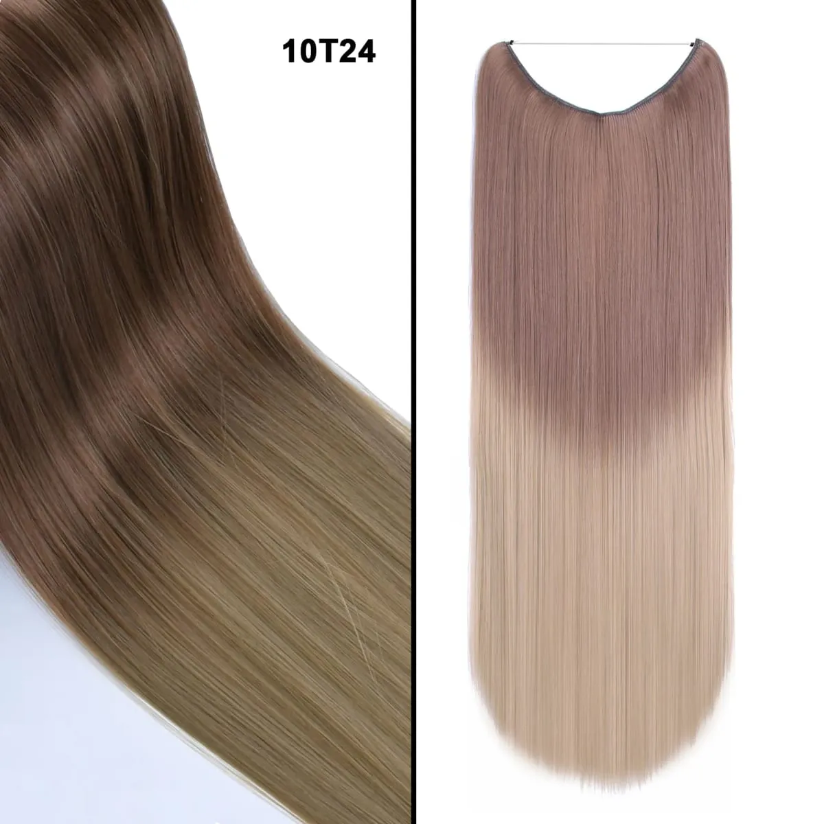 Jeedou Wavy Hair Extension Elasticity Invisible Wire Fish Line One Piece No Clips Synthetic Hairpieces Ombre Color For Ladies