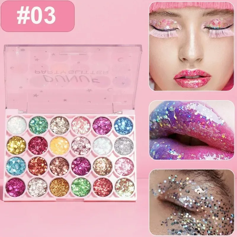 24 Colors Body Face Glitter Gel Palette Multifunctional Waterproof Eye Hair Loose Sequins Eyeshadow Party Deco Makeup Cosmetics
