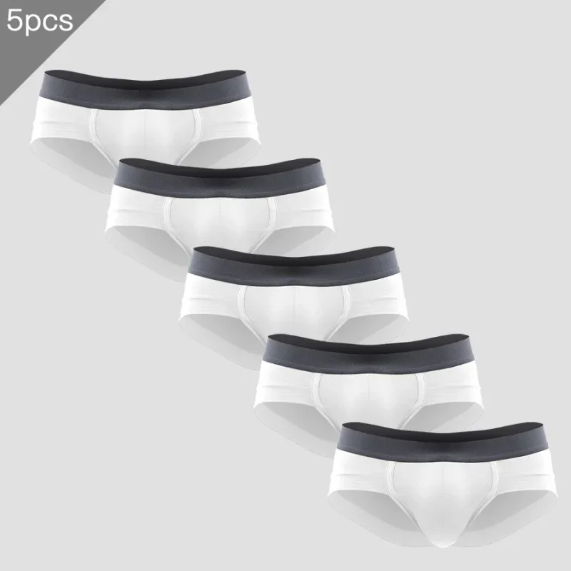 5PCSMen's three-piece briefs with U-shaped pouch, modal fabric, breathable, summer youth low-rise bottom pants