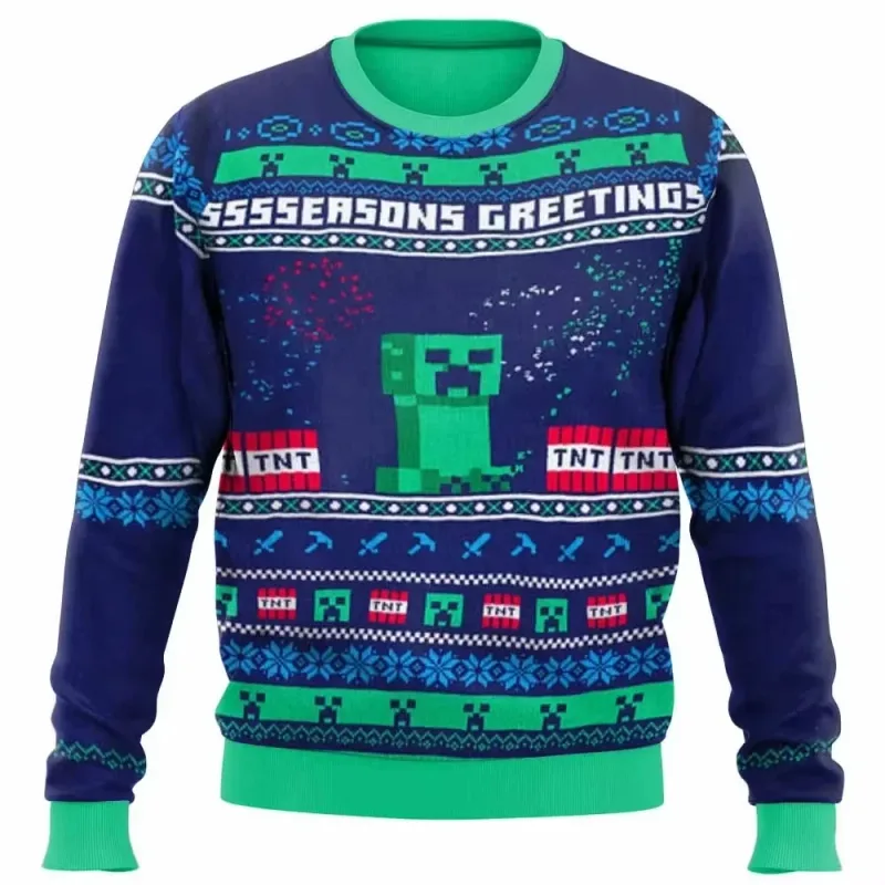 Natal papai noel dos desenhos animados anime graffiti retro inverno feio camisola 3dprint harajuku pulôver casual engraçado mang