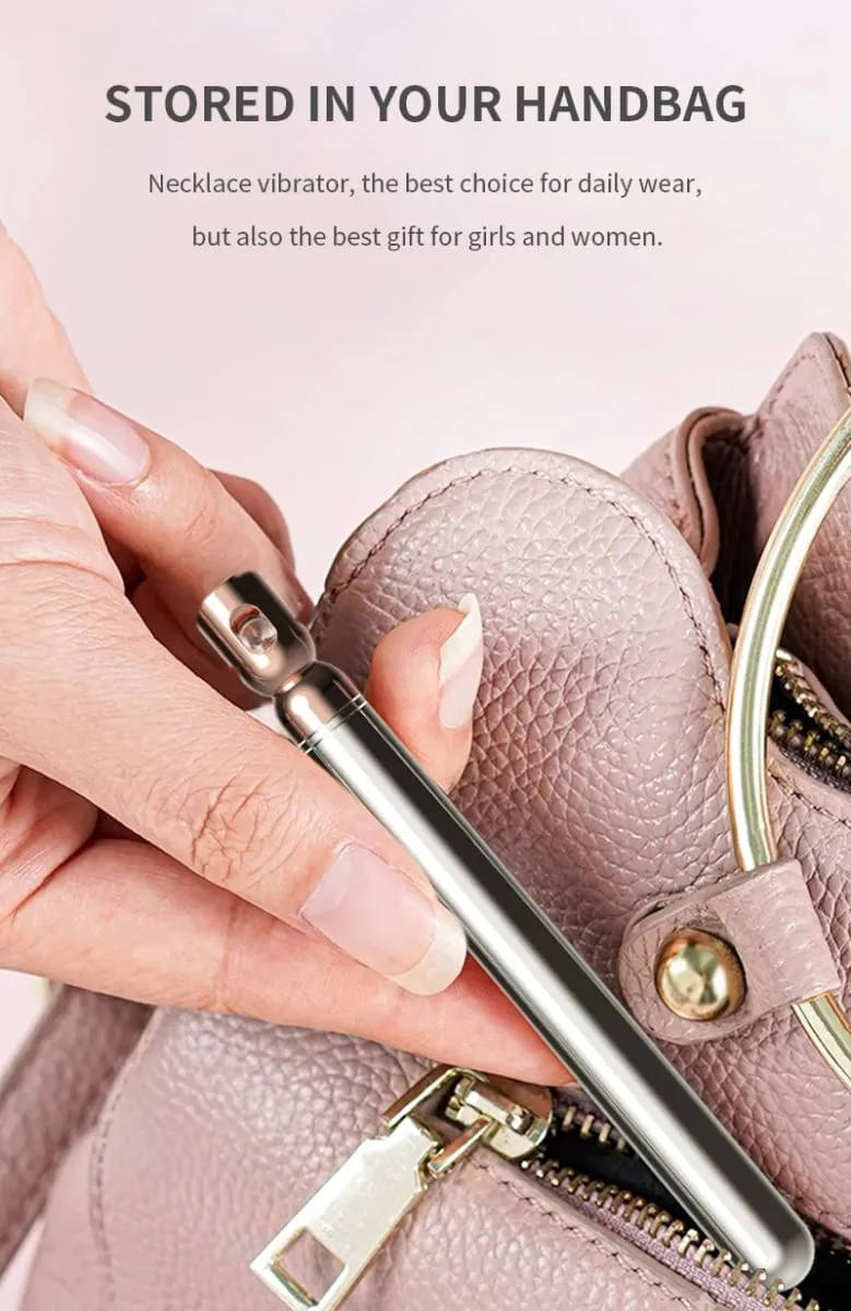 Halsband Bullet Vibrators Uppladdningsbar Bärbar Rostfritt Stål Sliver Vibrerande Pendel Massager Diskret sexleksaker för kvinnor