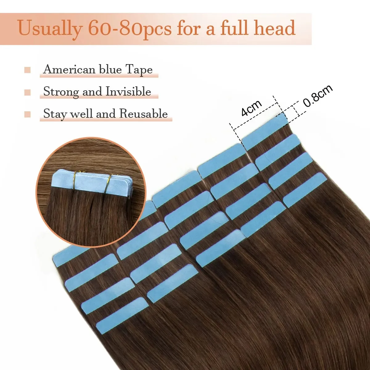 Tape In Hair Extensions Human Hair Skin Weft Remy Natural Tape in Extensions 40-50G/Pack Full 12-24 inch Tape-Ins