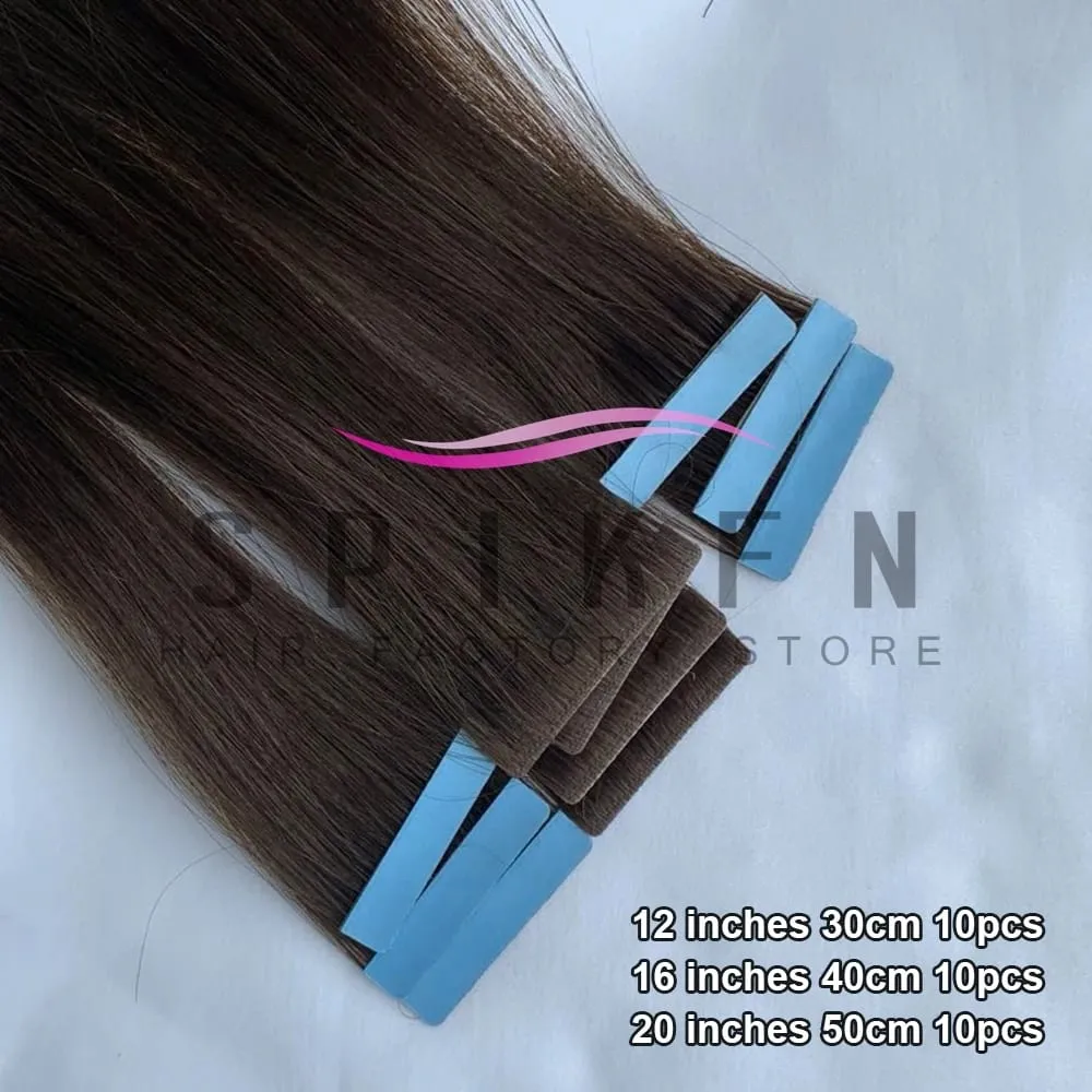 Invisible PU Skin Weft Hair Extensions Natural Straight Machine Remy Seamless Adhesive Tape In Human Hair 10pcs/pack 12''-20''