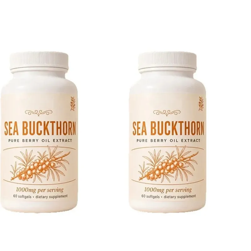 Sea Buckthorn Oil 1000mg Omega-7 Softgels Supports Healthy Cholesterol Skin Elasticity Circulation Antioxidant 60 Capsules