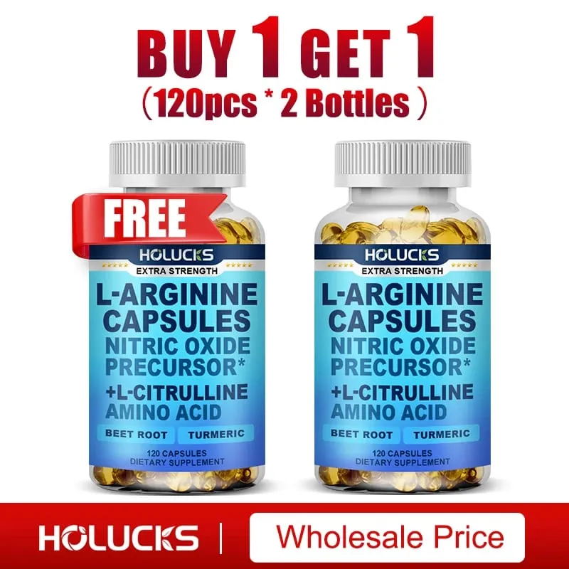 L-Arginine Capsules with L-Citrulline - Nitric Oxide Supplement for Performance Endurance and Muscle Support Vegan Non-GMO