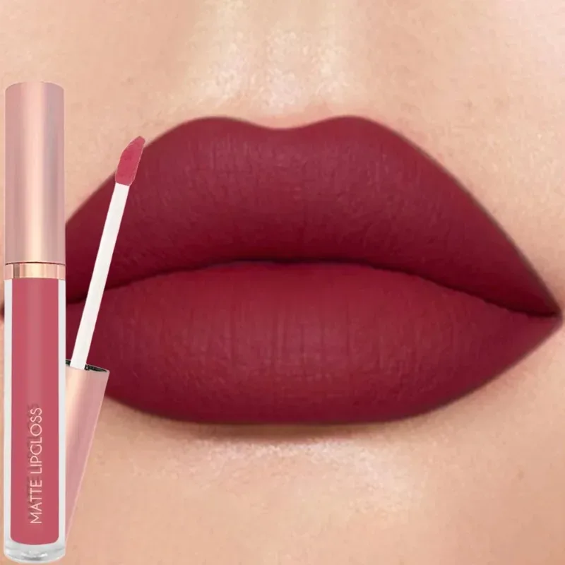 12 cores fosco veludo sexy brilho labial à prova dlong água de longa duração antiaderente copo lábio esmalte nude batom líquido lábios maquiagem cosméticos — image 17