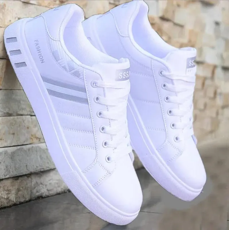 Moda tênis masculino vulcanizar sapatos grossos planos confortáveis ​​primavera outono plataforma sapatos masculinos esportes casuais sapatos brancos 2025