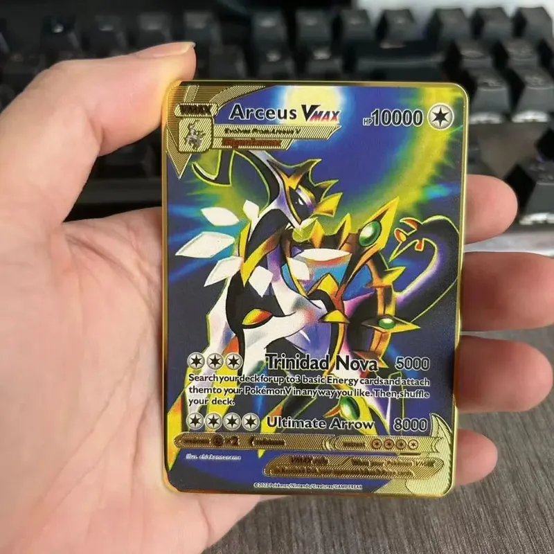 Pokemon Metal Game Collection Card Anime Figure Charizard Pikachu Blastoise Mewtwo Battle Collection Carte Card Toy Gift