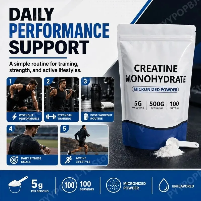 Creatine Monohydrate Micronized Powder Unflavored 5g 500g 100 Servings Third-Party Tested Performance Recovery Support GMO-Free