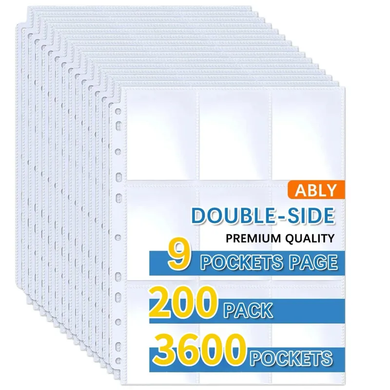 50-250 Pack 9 Pocket Page Protectors Card Sleeves Double Sided Holder Binder Pages Album Fit for YuGiOh MTG Game Sports Cards
