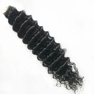 Deep Curly Tape in Human Hair Extensions Curly Wave Brazilské lepidlo na lidské vlasy Remy Hair Kůže Weft Bezešvá neviditelná páska In