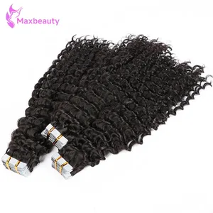 Tape In Hair Extensions Lidské vlasy Deep Curly Tape Ins 20 ks 50G/balení Bezešvá páska s hlubokými vlnami v prodloužení lidských vlasů pro ženy