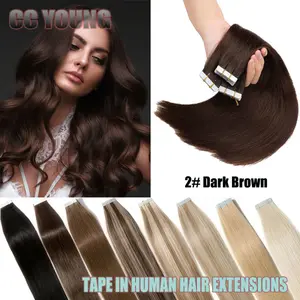 Nastro invisibile nelle estensioni dei capelli Capelli umani Remy al 100% Estensioni dei capelli castano scuro per donne che aggiungono lunghezza e volume