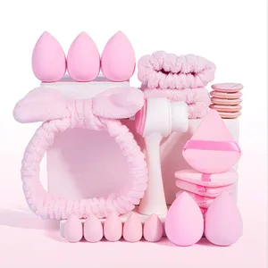 24-piece Beauty and Skincare Set: Face washing headband wristband makeup sponge powder puff and cleansing brush full set