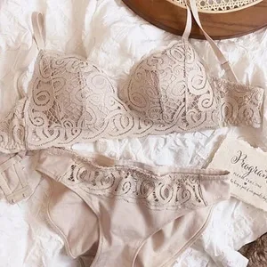 Reggiseno per indumenti da notte in pizzo pieno confortevole e senza cuciture a 5 colori, set di biancheria intima sexy per donna, intimo push up senza fili, intimo