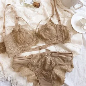 Yeni nakış sütyen iç çamaşırı kadın set artı boyutu iç çamaşırı seksi ABCD fincan Ultra Ince şeffaf sutyen külot dantel sutyen seti siyah