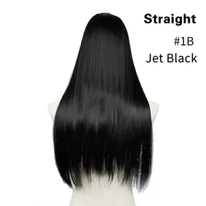 Syntetisk 24" 20" 16" Clip in Hair Extension U Del Naturligt hår Lige Lang Blond Sort Falsk Hair Piece Hårstykke