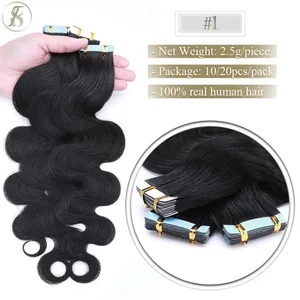 Tess Tape In Hair Extension 2.5g/pc Wavy Natural Hair Extensions Людське волосся Клейка Шкіра Каток Подвійні сторони Безшовні Невидимі