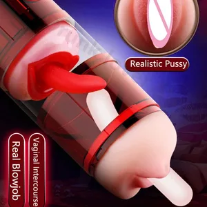6 Bahasa Suara Sepong/Vagina Pria Masturbasi Cup Lidah Otomatis Menjilati Penis Saku Vagina Dalam Tenggorokan Oral Seks Mainan Pria