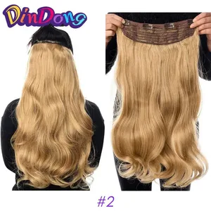 DinDong 합성 클립 인 헤어 익스텐션 물결 모양의 24인치 180G 프리미엄 내열성 헤어 613# 금발 브라운 19가지 색상 이용 가능