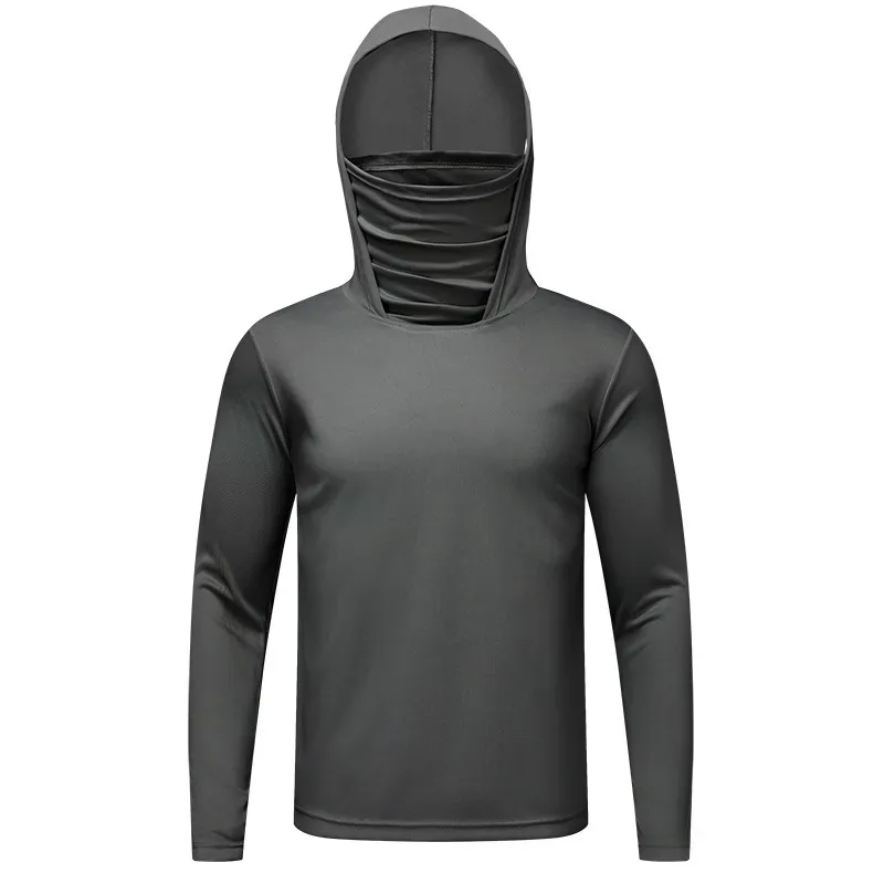 Panlalaking summer plus size na sportswear na mabilis na tuyo na may hooded casual ice silk breathable lightweight fishing at sun protection suit