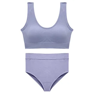 Set intimo sportivo da donna Taglie forti Reggiseno senza fili senza cuciture Top imbottito Comodo reggiseno di lingerie solido