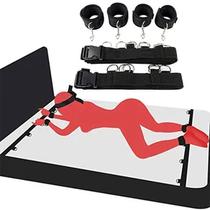 Σετ συγκράτησης BDSM Bondage Handcuffs & Ankle cuffs Slave on the bed Open Leg Flirt Παιχνίδια σεξ για γυναίκες ζευγάρια Erotic No Vibrator