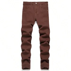 Jean en Denim noir uni pour hommes, pantalon en Denim, coupe cintrée, classique, décontracté, quotidien, Business, Streetwear