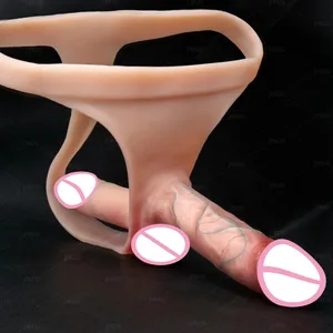 Hai Đầu Dây Đeo Dương Vật Giả Dành Cho Các Cặp Đôi Đeo Silicone Thực Tế Dương Vật BDSM Dick Dương Vật Giả Quần Strapon Nữ Đồ Chơi Tình Dục