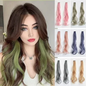 Sintetikong 2 Piraso/Set 50cm May Kulay na Curly na Mga Extension ng Buhok na Water Wave Pink/Blue/Purple Halloween/Christmas Wig