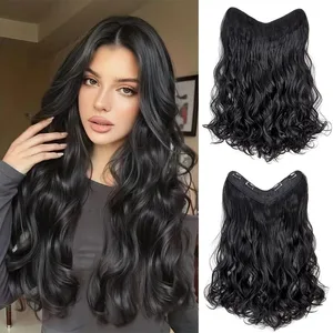 20 Polegada sintético longo encaracolado clipe em extensões de cabelo de alta temperatura resistente ao calor fibra hairpieces para festa diária feminina