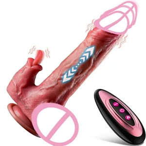 舌頭舔軟陰莖震動器逼真假陽具性玩具女用伸縮迪克玩具人造 G 點刺痛性感玩具