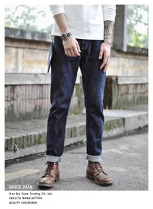 Saucezhan 314XX Herre jeans Sanforized Selvedge Denim Jeans til mænd Indigo og sorte jeans Lynlås Fly Slim Fit