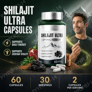 Herbal Shilajit Natural Mineral Supplement with Fulvic Acid 60 Capsules Daily Wellness Vitality Balance Formula for Men's Health